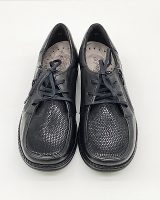 Buty Kosela Axel 1862 czarne stretch-14, szerokie damskie półbuty, tęgość H-K