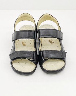 Szerokie sandały skórzane Axel 2154 czarne, tęgość H-J-K