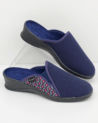 Wygodne tekstylne klapki z zakrytymi palcami Fargeot YVELINE, tęgość F-G