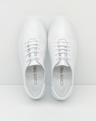 Białe damskie tenisówki ze skóry Loretta Vitale 221, tęgość F-G