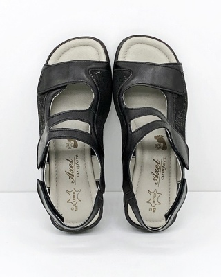 Damskie sandały Axel 2462 czarne, na opuchnięte nogi, tęgość regulowana H-J-K-M