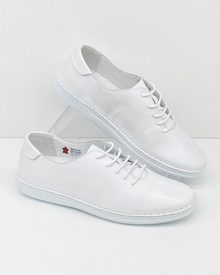 Białe damskie tenisówki ze skóry Loretta Vitale 221, tęgość F-G