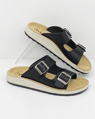 Klapki zdrowotne damskie Fly Flot 77G64FC czarne, bardzo wygodne, tęgość G-H-J