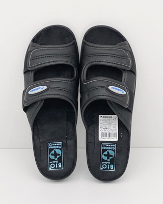 Adanex 17661 czarne, tanie zdrowotne klapki damskie, tęgość G-H