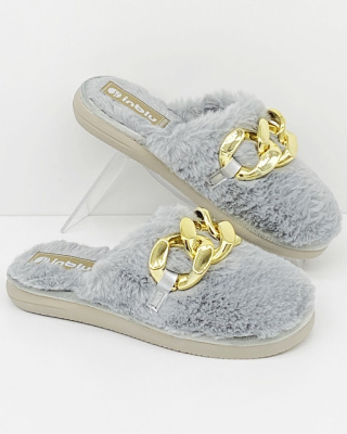 Modne i wygodne damskie kapcie domowe Inblu EK06 grigio, tęgość H