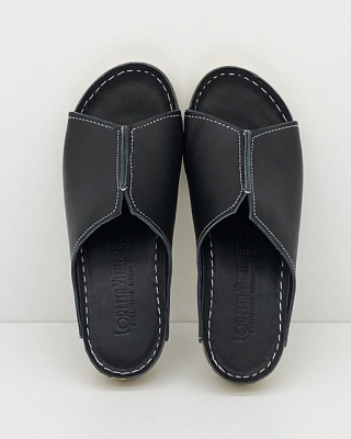 Skórzane klapki Loretta Vitale 223 black, tęgość G, stopa szczupła