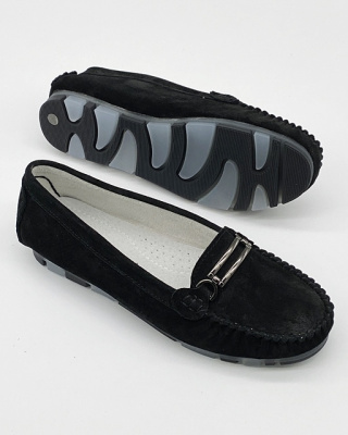 Skórzane mokasyny damskie Filippo DP1202 czarne, tęgość G