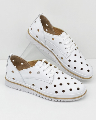 Skórzane półbuty na lato Loretta Vitale 564 białe, tęgość F-G