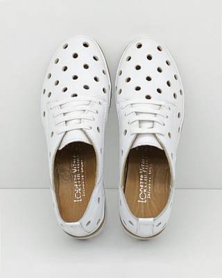 Skórzane półbuty na lato Loretta Vitale 564 białe, tęgość F-G