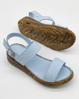 Skórzane włoskie sandały Loretta Vitale K609 niebieskie, tęgość H