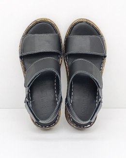 Szerokie sandały na rzepy Loretta Vitale K602 czarne, tęgość regulowana H-J-K