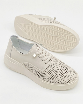 Wygodne damskie półbuty Filippo DP4405 beż, tęgość G-H