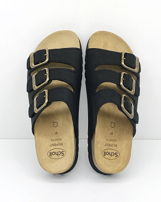 Wygodne klapki Scholl RIO AD Med F23012 1004 czarne, regulowana tęgość E-F-G