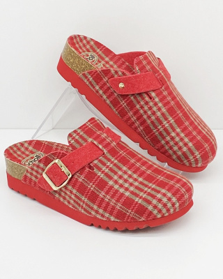 Zdrowotne kapcie damskie Scholl Amiata F30140 red, tęgość F-G