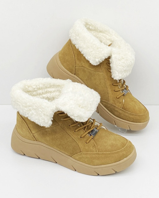 Zimowe skórzane botki Scholl Stelvio F30232 camel, tęgość G-H