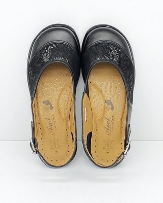 Axel Kosela 2450 czarne damskie szerokie sandały zakrywające palce, duża tęgość M