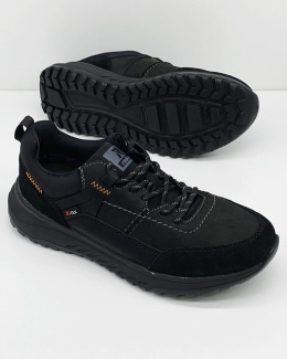 Sportowe męskie buty na jesień Rieker U0100-00, czarne, membrana, tęgość H-J