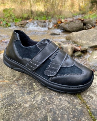 Podowell Oscar czarne, bardzo szerokie półbuty, stopa cukrzycowa, tęgość M-N