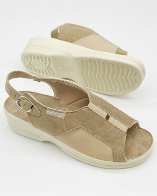 Adanex sandały damskie 26189 beżowe dla stóp z haluksami, tęgość H