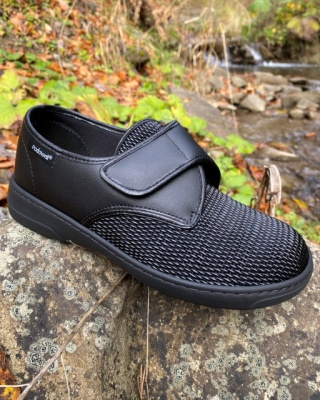 Buty Podowell Alvine czarne, szeroka stopa z haluksami, tęgość K-M