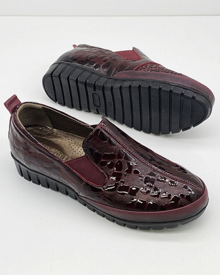 Damskie półbuty Loretta Vitale Olga-5 bordowe, tęgość G 1/2