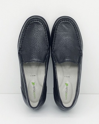 Damskie szerokie mokasyny z jeleniej skóry Waldlaufer K-Inga 693505 czarne, tęgość K