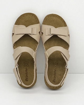 Sandały na płaskiej podeszwie Inblu 158D234 skórzane, tęgość F-G