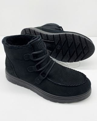 Skórzane botki damskie Fly Flot 45U76 czarne, tęgość H-J