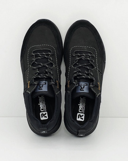 Sportowe męskie buty na jesień Rieker U0100-00, czarne, membrana, tęgość H-J