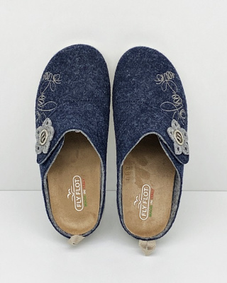 Pantofle na szeroką stopę Fly Flot K26469 (P5U60) granatowe, tęgość J-K-M