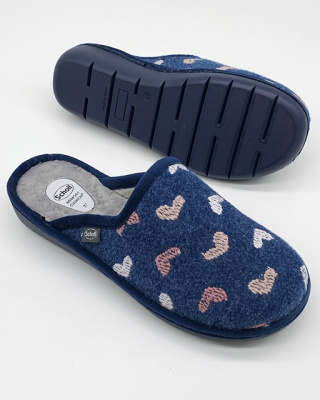 Wygodne kapcie Scholl LAUREN F30903 1871 niebieskie, tęgość G