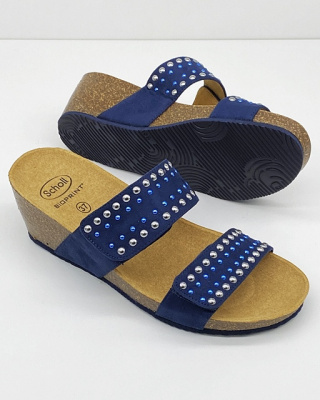 Klapki damskie Scholl Michelle F29344 niebieskie, tęgość F-G