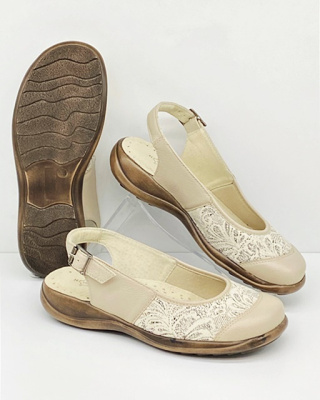 Kosela Axel 2450 beżowe szerokie sandały damskie z zakrytymi palcami, duża tęgość M