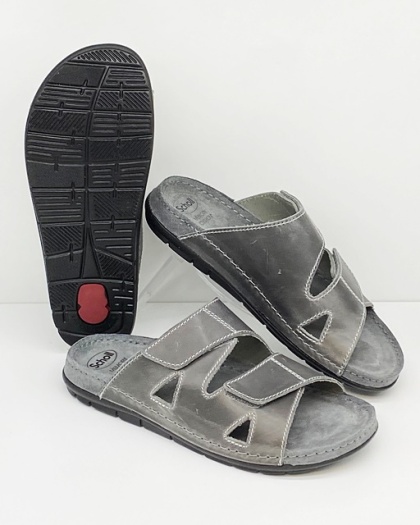 Buty Scholl klapki męskie skórzane Aberdeen 2 Man F31291 1601 szare, regulowana tęgość H-J-K