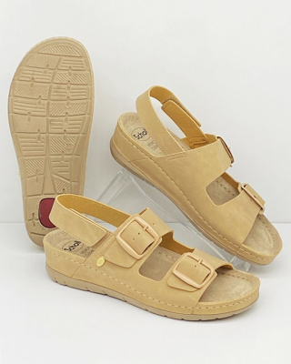 Buty Scholl damskie sandały szeroka stopa Aberdeen MF31253 1002 beżowe, regulowane G-H-J