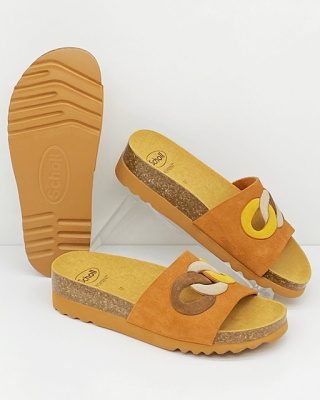 Buty Scholl wygodne skórzane klapki Arenal F31333 brązowe, tęgość G średnia