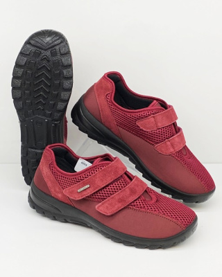 Damskie półbuty na obolałe stopy OrtoMed 4009 T16 bordowe, wkładka MemoSoft, regulowana tęgość J-K