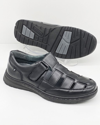 Męskie szerokie sandały Waldlaufer H-Eddy 727302 czarne, tęgość H -J