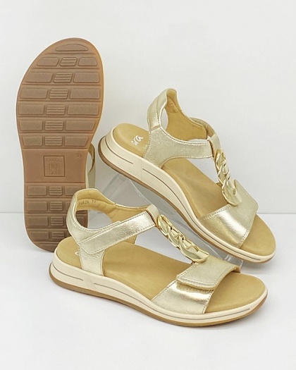Super wygodne sandały damskie Ara Osaka-S 12-34826 złote, tęgość H-J