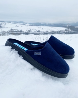 Szerokie kapcie domowe damskie Dr Orto 132D006 granatowe, tęgość K
