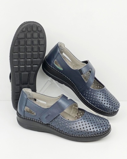 Baleriny Kosela Axel 1879 marine, skóra licowa, porzerzona tęgość H