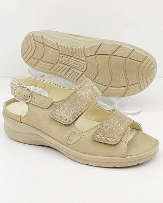 Szerokie sandały Waldlaufer Merle 811016 304 beżowe, tęgość regulowana M-N