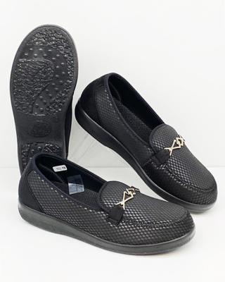 Szerokie, wsuwane buty damskie Ortomed 6037 S116 czarne, duża tęgość K