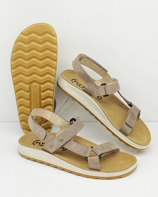 Wygodne codzienne sandały damskie Fly Flot 77G92QC szaro-brązowe, zakres tęgości F-G