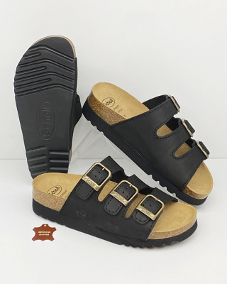 Wygodne klapki Scholl RIO AD Med F23012 1004 czarne, regulowana tęgość E-F-G