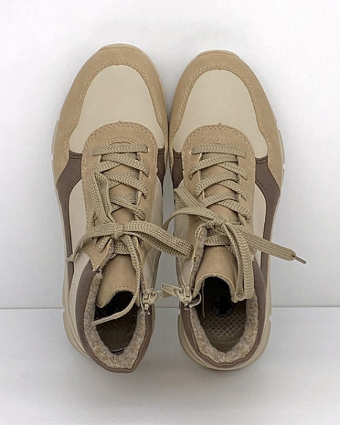 Sezon 2024 Wyprzedaż Rieker 48002-60 beżowe sneakersy jesienne, tęgość G