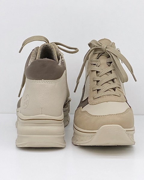 Sezon 2024 Wyprzedaż Rieker 48002-60 beżowe sneakersy jesienne, tęgość G