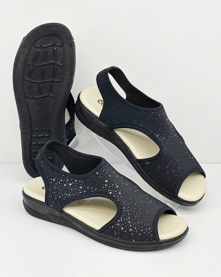 Elastyczne sandały na haluksy Comfooty Emma planet czarne, tęgość G 1/2