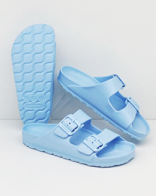 Klapki na basen i plażę Genuins Mallorca H2O błękitne, tęgość regulowana H-J-K-M