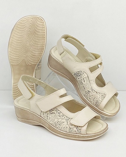 Sandały na grube nogi Axel 2462 beżowe, wielozakresowa tęgość H-J-K